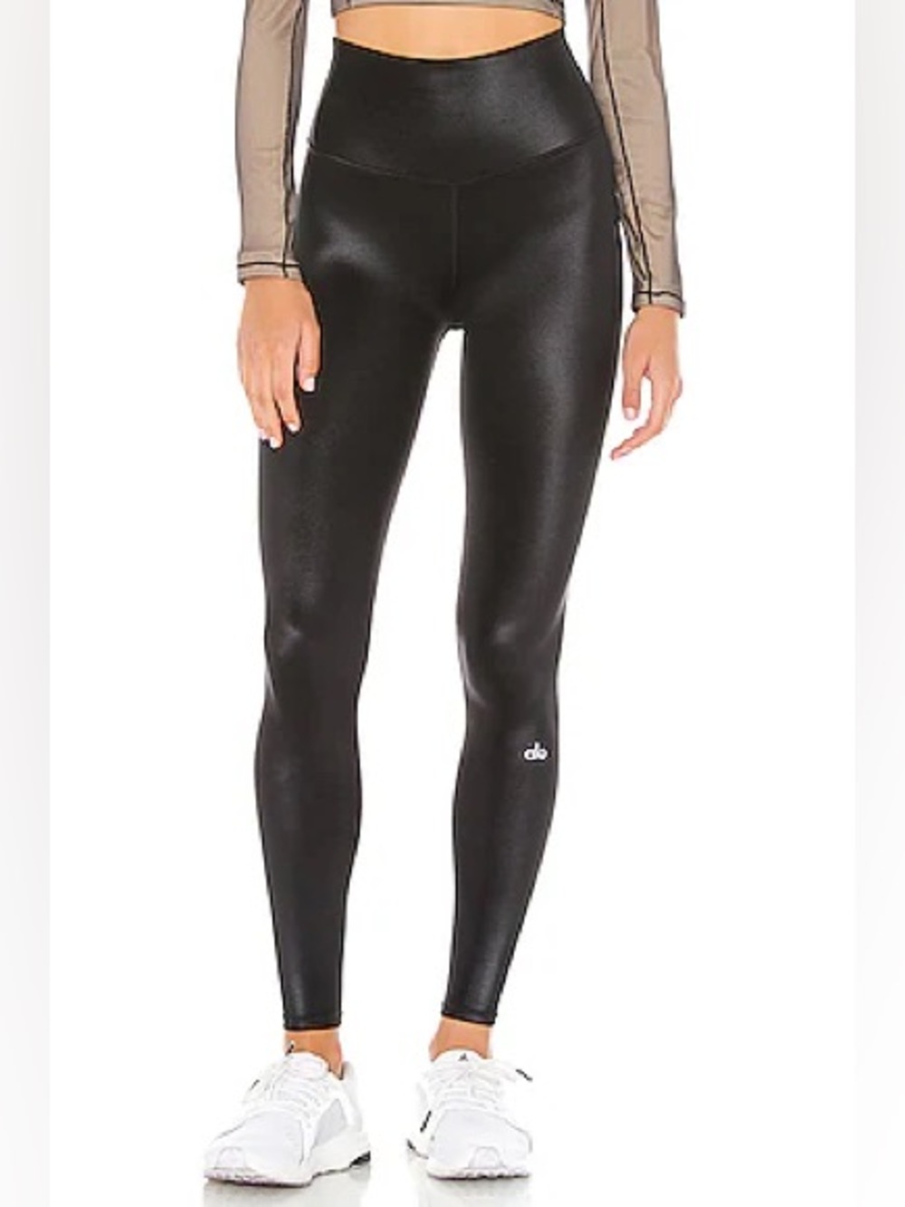 ALO High Waist Shine Legging in Black Shine Size Medium